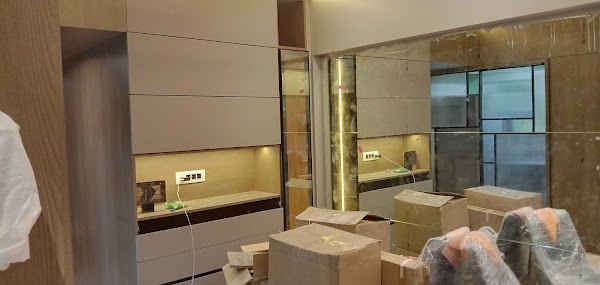Dining Credenza Unit with Full Tinted Mirror Wall